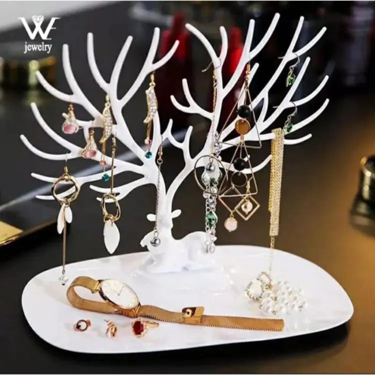 Deer Earrings Necklace Ring Pendant Bracelet Jewelry Display Stand Tray Storage Racks